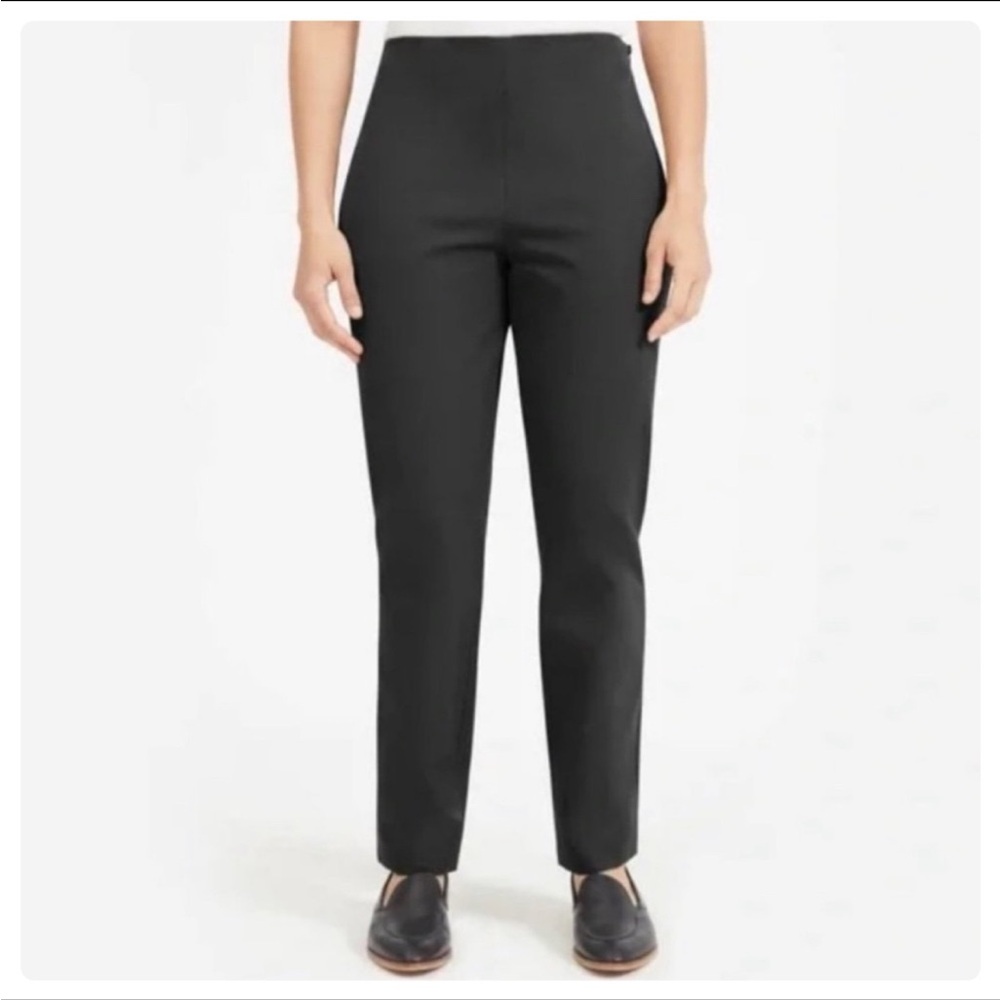 Everlane The Side-Zip Stretch Cotton Pant High Waisted Ankle Dark Green Size 2